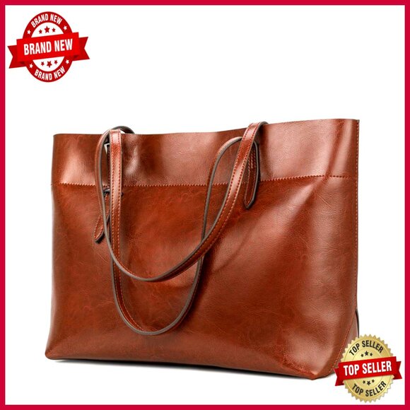 Large Genuine Leather Tote Shoulder Bag Satchel with Adjustable Strap